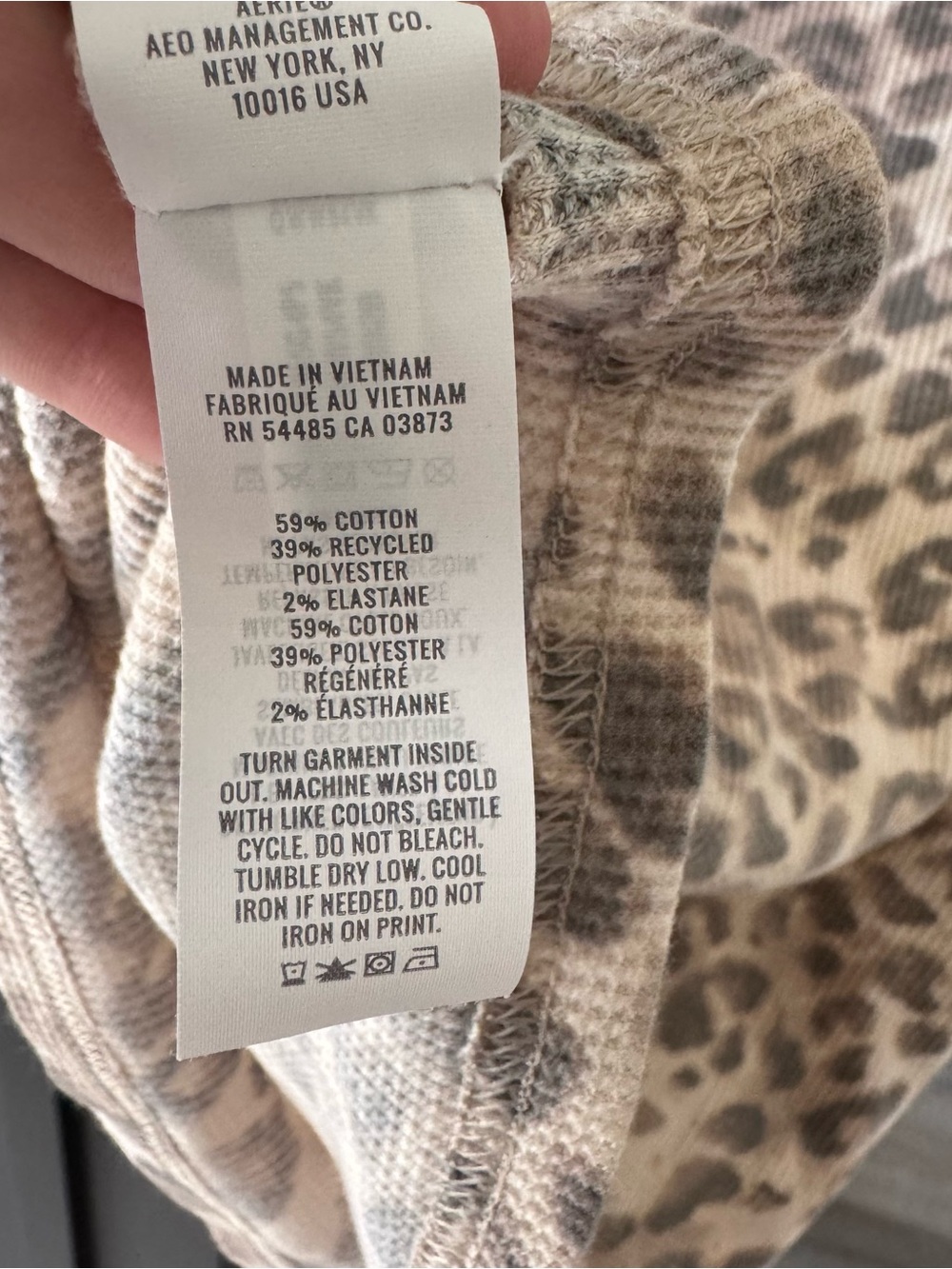 Aerie Essential Crew Leopard-Print Layering Longsleeve T-shirt Cozy Cotton-blend - Picture 9 of 9